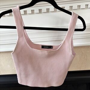 Glassons Pink Ribbed Scoop Crop Tank